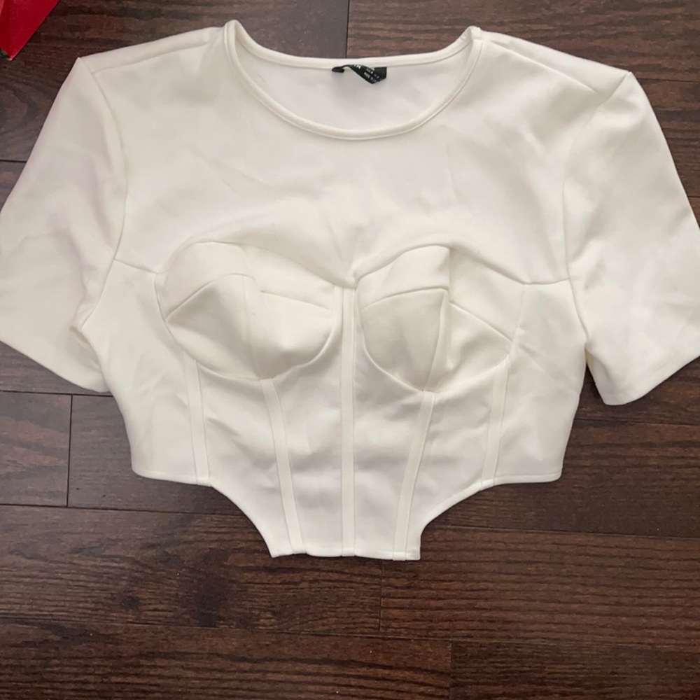 White corset style crop!